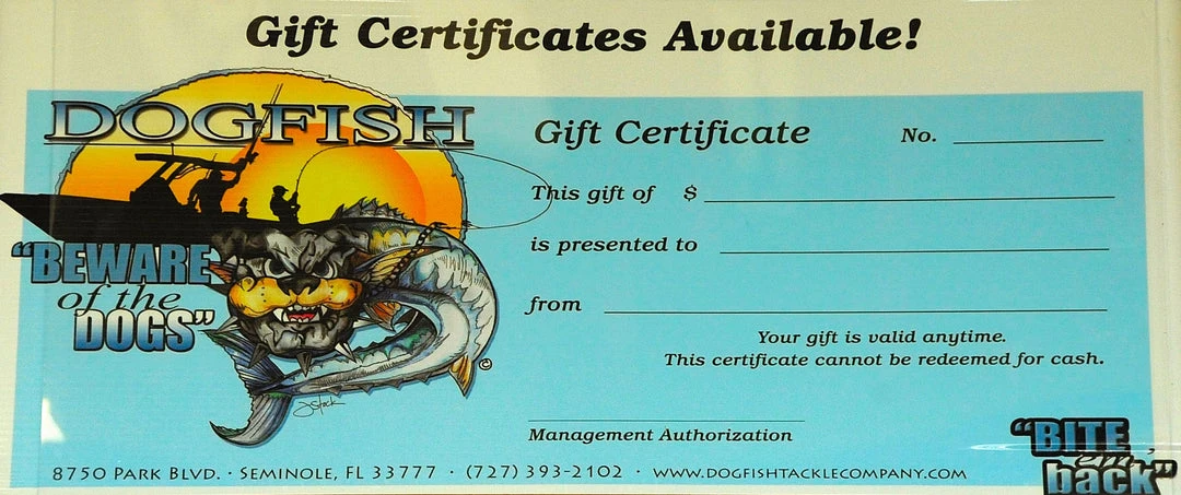 Dogfish Tackle & Marine Great Gifts Online Gift Card - CANNOT BE USED IN-STORE - ONLINE REDEMPTION ONLY